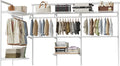 Closet System Wall Mounted 4-10.5 Ft, Heavy Duty Adjustable Wire Shelving with Hanging Rod, Custom Organizer Kit for Bedroom Laundry Mudroom, White