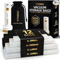 Vacuum Storage Bags with Electric Pump, Travel Vacuum Bags with USB-C Pump, Vacuum Seal Bags for Clothing Travel, Compression Sacks for Suitcase Packing, Reusable Space Saver Bags (12 Pack)