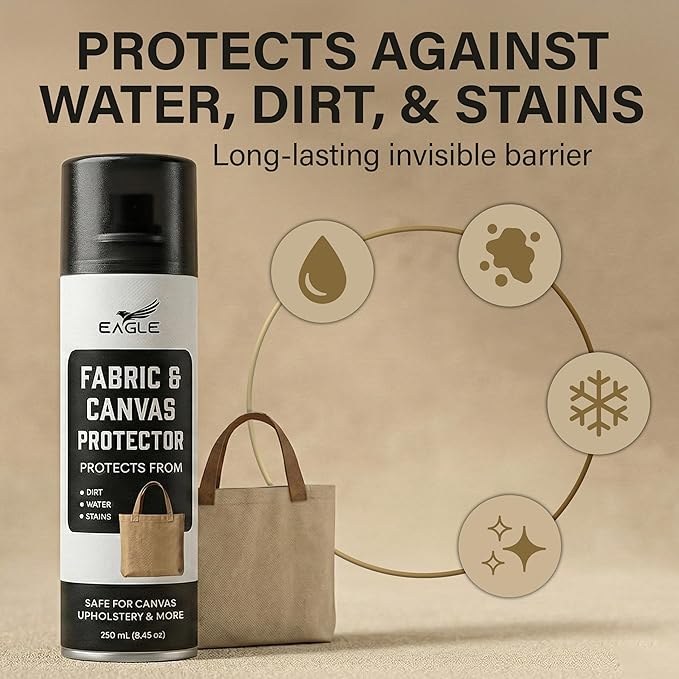 Eagle Fabric Stain Protector Spray – Fabric Defense for Canvas, Upholstery, Furniture & Tote Bags, Water & Stain Repellent Protector, 250mL