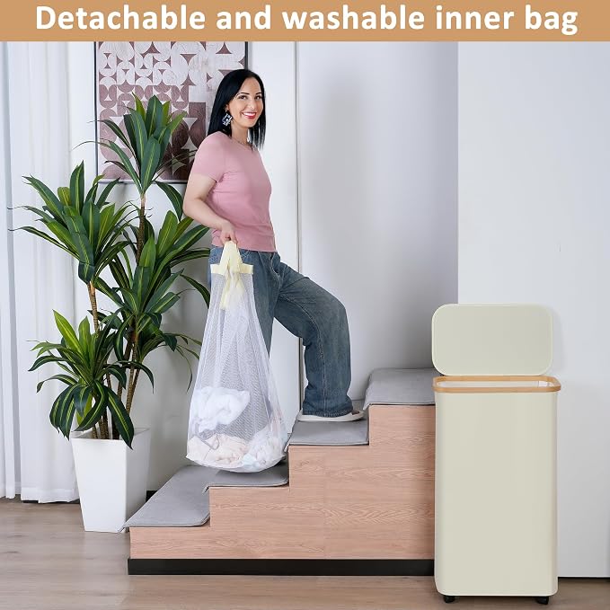 74L Laundry Hamper with Wheels,Clothes Hamper for Laundry Pink | Laundry Basket with Lid and Inner Bag, for Laundry Room, Bedroom, Dormitory Storage,Pink