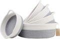 5-Piece Round Woven Cotton Rope Storage Baskets for Organizing, Small Shallow Nesting Set for Montessori Toys, Entryway Catchall, Fruit Bowl, Key Tray, Remote Holder, Nursery & Pet Toys
