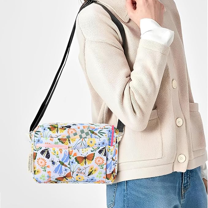 Portfolio Organizer with Multiple Pockets, Waterproof Travel Zippered Toiletry Bag, Portable Storage Pencil Pouch for Notebooks, Stationeries, Make-up, Journal Office Art Supplies.Blue Butterfly