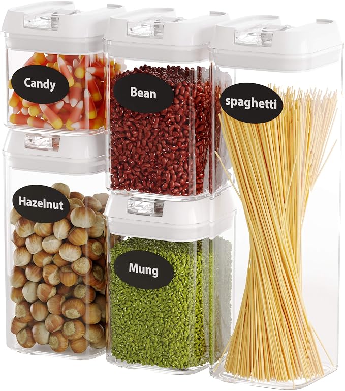 Food Storage Containers with Lids, 5 Pieces Set Airtight Food Containers, Interchangeable Lock Design
