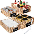 Set of 4 Sizes Hand-Woven Pantry Shelf Baskets, Hyacinth Storage Baskets with Chalkboard Labels & 2 Chalk Markers, Wicker Nestable Shelf Basket Set for Organizing Pantry Laundry Shelves