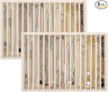 Large Velvet Jewelry Tray 2 Pack, Stackable Jewelry Display Drawer Inserts Trays, 16 Grids Jewelry Organizer for Earrings, Bracelets, Necklaces, Rings, Beige