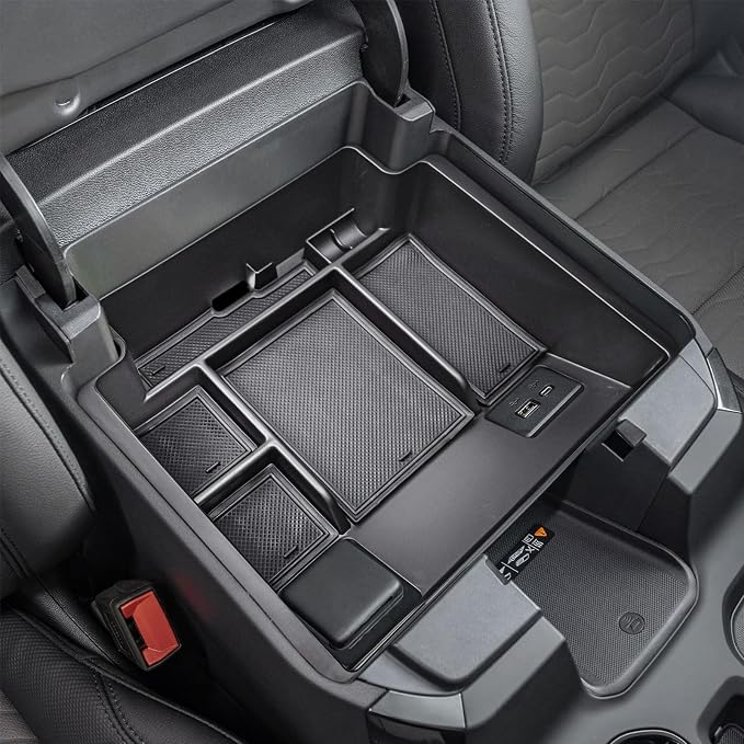 Center Console Organizer Refreshed Full Tray for Full Console w/Bucket Seat | Compatible with 2022-2026 Chevy Silverado/GMC Sierra 1500 & 2024-2026 Silverado/Sierra 2500HD 3500HD Accessories