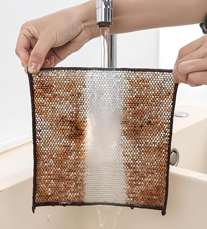2024 New Non Scratch Wire Dishcloth, cleaning cloth,Soft Wire Dishwashing Rags Safe for Non-Stick Cookware, Scrubs & Cleans for Dishes, Sinks,Stove Tops, Easy Rinsing, Durable