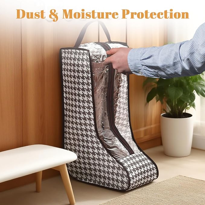 4 Pack Boot Bags for Cowboy Boots Storage Organizer Tall Style, Portable Travel Shoe Bags Protector Box Organizer with Handle for Cowboy Shoes, Dustproof Tote for Packing Travel and Daily Use
