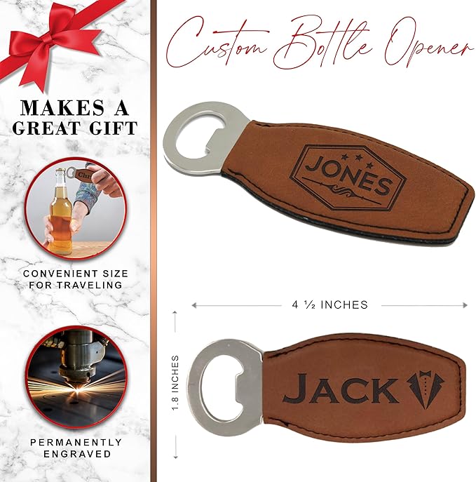 The Wedding Party Store Custom Engraved and Personalized Beer Bottle Opener for Groomsmen Housewarming