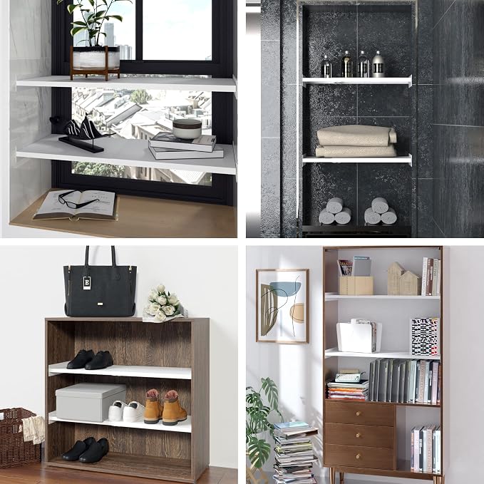 Expandable Closet Shelves Organizers, Adjustable Shelf for Cabinet Rack Storage Wardrobe Divider Shelving for Closets Pantry Cupboard Kitchen Large 1 Pack