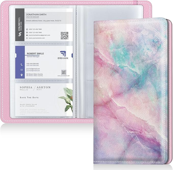 Pu leather business card organizer， 240 Capacity business card holder organizer，Credit card holder for women and men