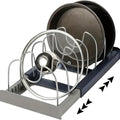 Pan Lid Organizer Inside Cabinet Expandable 12-22 Inch Kitchen Organizer Rack with 7 Dividers For Pot lid, cookware, baking pans and cutting boards