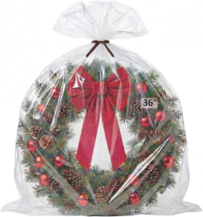 Wowfit 5 CT 45x65 inches Extra Large Clear Plastic Bags Perfect for Car Seat, Luggage, Suitcase, Stroller, Chair, Kids Bike and Attic Storage (3 Mil Flat Bags)