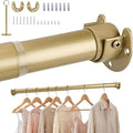 Adjustable Closet Rod for Hanging Clothes, 17-84inch Heavy Duty Metal tension clothes rod，1.3Inches Closet Pole with Hardware Kit for Closet Organization Laundry Room RV, Gold