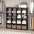 Furinno Cubic Extra Thick 16-Cube Closet Organizers and Storage, Dark Oak | 14.6 x 58 x 58 in, Open Shelf Closet Storage, Closet Organizer, for Wardrobe, Bedroom, Living Room