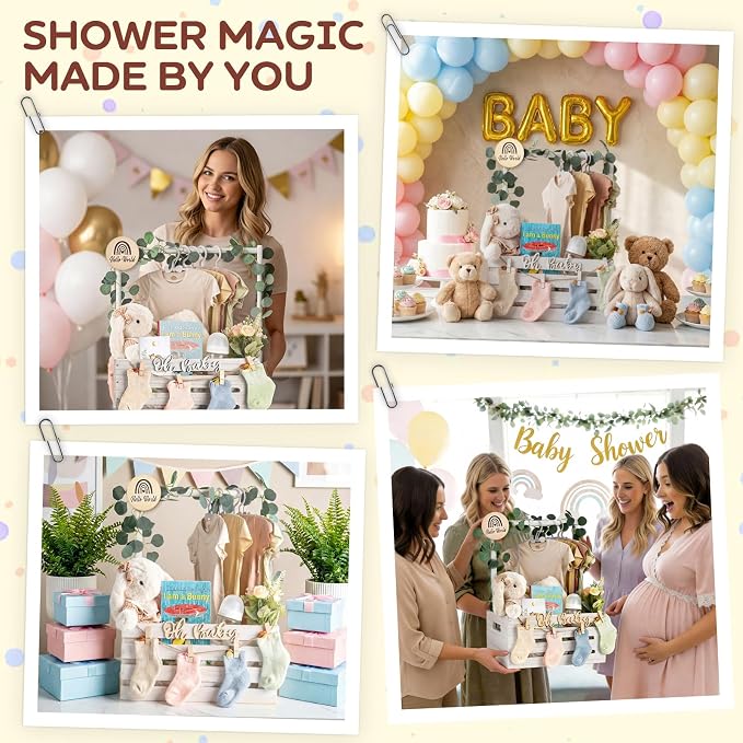 Wooden Baby Shower Crate Closet - Personalized Baby Gift Baskets with Hangers, Large White Newborn Shower Crate Box for New Mom Boys Girls