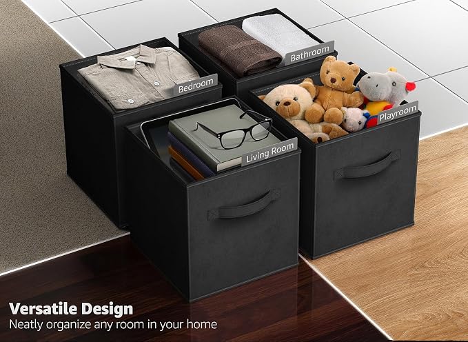 Sorbus Fabric Storage Cubes - 6 Foldable Storage Bins for Organizing Pantry, Cubbies, Toy Box - Clothes Storage & Closet Organizer - 13 Inch Collapsible Cube Baskets for Shelves with Handle