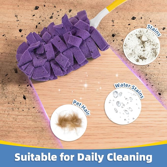 12 PCS Reusable Duster for Swiffer, Washable 360 Fleece Duster Refills for Fans, Floors, Blinds, Windows (Include 1 Handle & Laundry Bag)