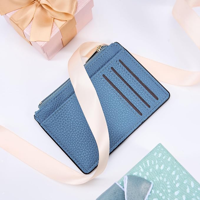 Tipmile Womens Credit Card Holder Wallet, Small Slim RFID Blocking Sleeve | Mini Tiny Cute ID Case, Minimalist Zipper Pocket Wallet, Thin Coin Purse, Mothers Gift