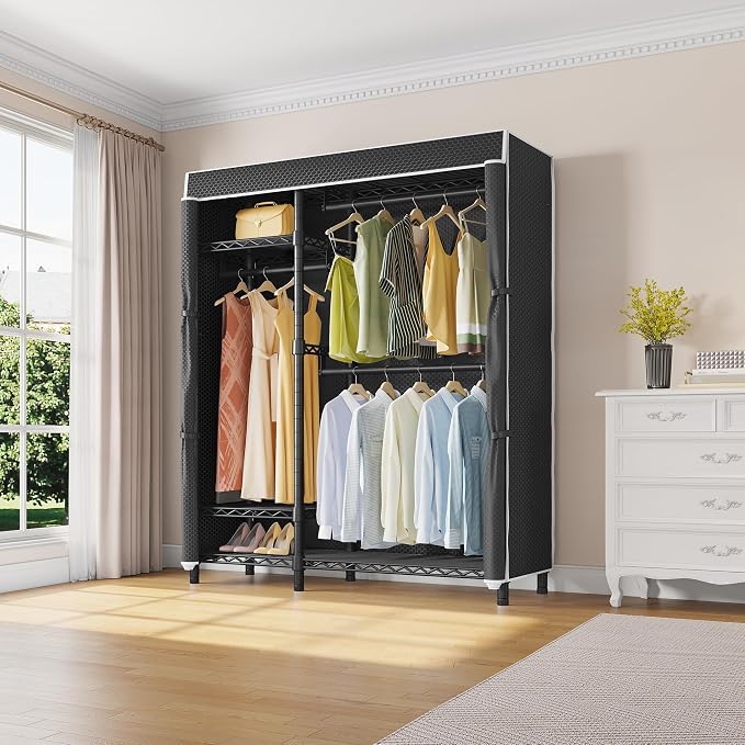 VIPEK V2C Heavy Duty Clothes Rack with Upgraded Polyester Cover, Metal Portable Closet with Adjustable Shelves & Hanging Rods, Freestanding Wardrobe Closet for Bedroom, Max Load 700LBS