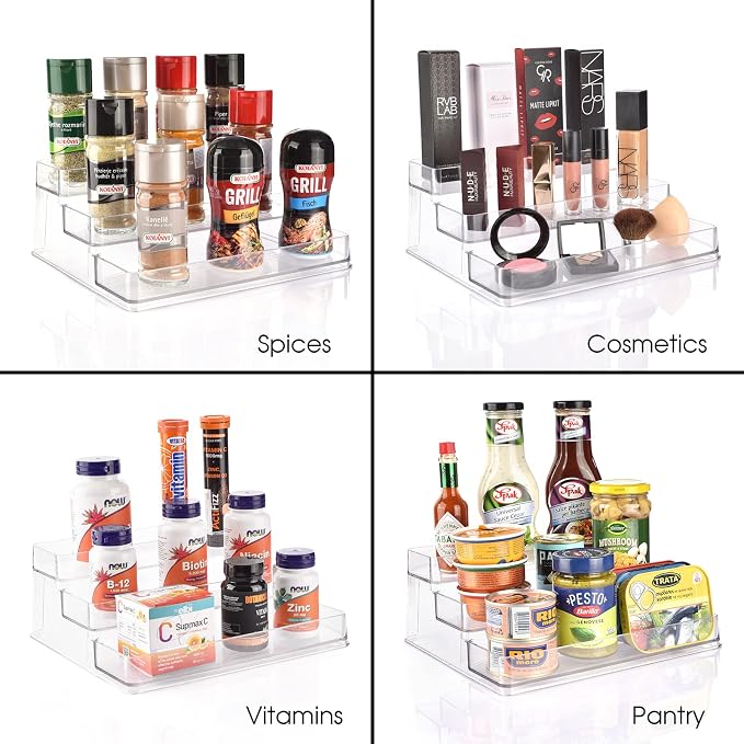 Sorbus Pantry Spice Organizer Set, 3-Tier Seasoning Organizer for Cabinet (2 Pack) and Lazy Susan Spice Rack Turntable 9-Inch, Spice Organization for Cabinet, Condiment Organizer Pantry & Refrigerator