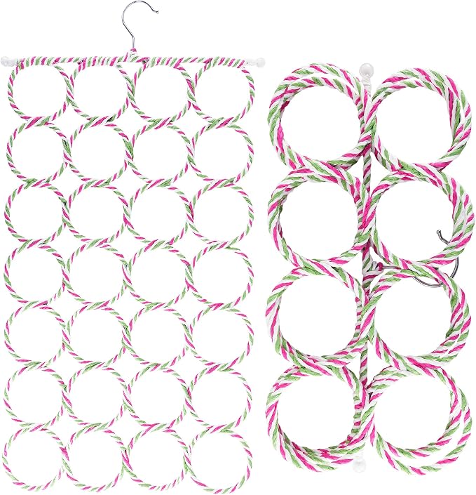 Super Z Outlet Foldable 28 Ring Hole Slots Space Saving Clothing Closet Hanger Scarf, Ties, Belts, Socks Organizer for Home Bedroom, Bathroom, Living Room (Multicolor)