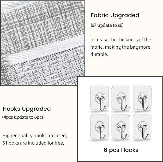 Kanrichu 2pcs 3-pockets Large Wall Hanging Organizer Bag, Linen Fabric Door Hanging Storage Baskets with Pockets, Waterproof Bin for Kitchen, Bedroom, Office, RV Camper (Stripe_2pcs)