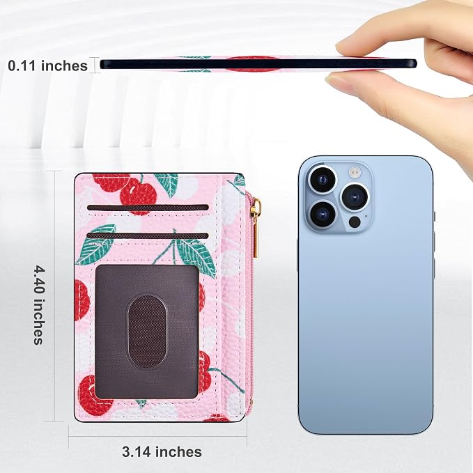 Tipmile Womens Credit Card Holder Wallet, Small Slim RFID Blocking Sleeve | Mini Tiny Cute ID Case, Minimalist Zipper Pocket Wallet, Thin Coin Purse, Mothers Gift