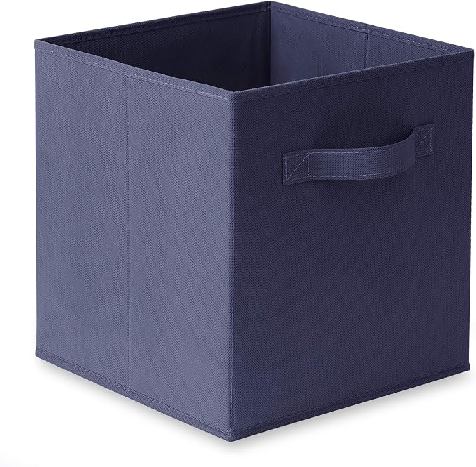 Casafield Set of 6 Collapsible Fabric Cube Storage Bins, Navy Blue - 11" Foldable Cloth Baskets for Shelves, Cubby Organizers & More