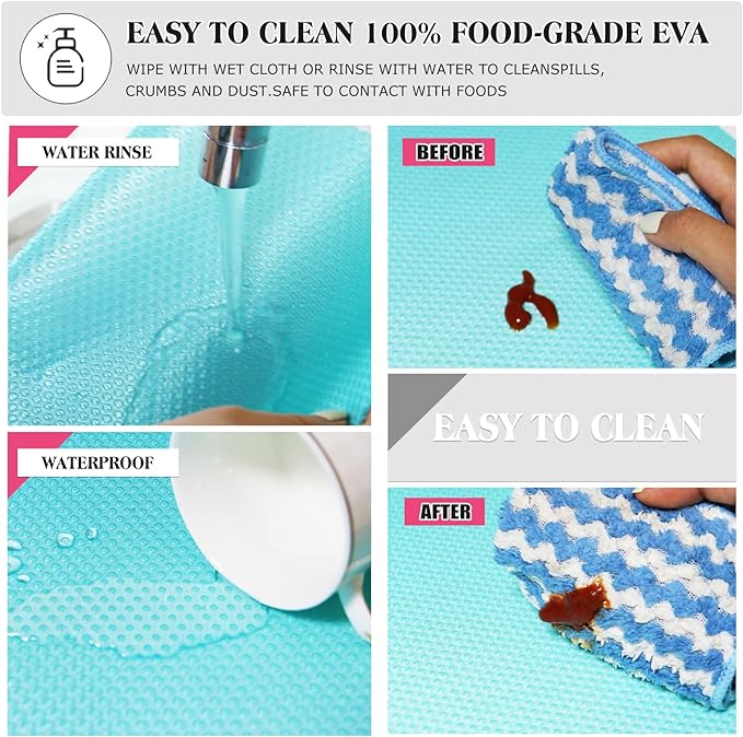 10Pcs Refrigerator Liners, Washable Fridge Liner Shelf Mats Refrigerator Pads for Cupboard Cabinet Drawer Home Kitchen Accessories Organization (Blue)