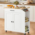 HOOBRO Kitchen Island with Drop Leaf, Rolling Kitchen Island Cart on Wheels | Kitchen Island on Wheels with Drawer & Spice Rack, Island Table with Adjustable Shelves, Kitchen Storage Cart wtih Towel Rack