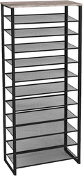 HOOBRO 12-Tier Shoe Rack for Entryway, 29.5" L Shoe Storage Organizer, Large Capacity Shoe Shelf for Closet, Front Door Entrance, Hallway, Holds 36-48 Pairs of Shoes, Greige and Black BG127XJ01