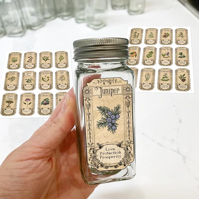 68Pcs Herb Stickers Lables for Jars Vintage Spice Apothecary Herb Spice Labels Stickers Spices Sticker Label for Bottles Tags Jars(herb72)