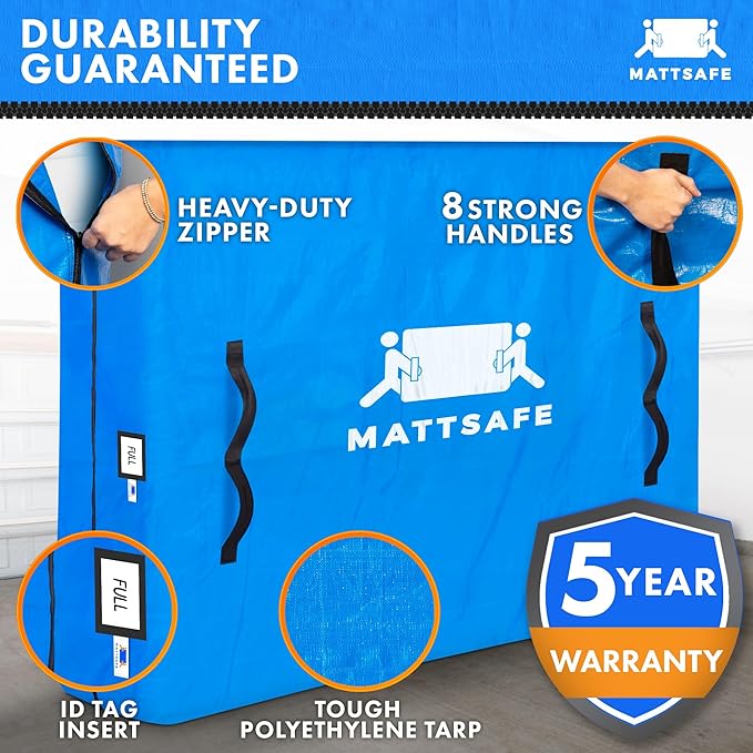 Nordic Elk Mattress Bags for Moving and Storage (Full) Heavy Duty Moving Supplies, 8 Sturdy Handles, Strong Zipper, Mattress Cover Bed Bags, Storage Cover Essentials Packing Protector