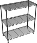 3 Tier Metal Wire Shelf Rack,35.4x17.7 x36.5(WxDxH), Heavy Duty Standing Storage Shelves with Lockable Wheels,Adjustable Wire Shelving Unit for Garage,Kitchen,Ofice,Pantry,Laundry,Black