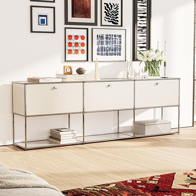 Modern Storage Cabinet Sideboard Versatile Free-Standing Organizer Cabinets for Home Office, Living Room, Bedroom, Kitchen, Garage