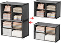 8-Cube Stackable Closet Storage & Organization Systems, 2-Pack Metal Shelf | Reinforced Fabric & MDF Panels Provide Sturdy Support for Sweaters, Jeans, Towels, Blankets and Bags in Bedrooms, Closets