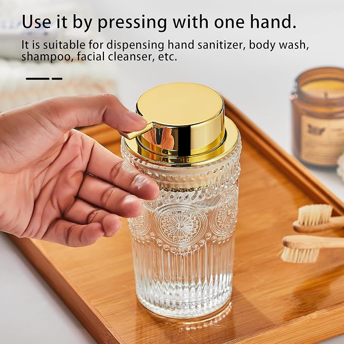 Foaming Hand Soap Dispenser,Glass Foam Soap Dispenser,Refillable Liquid Soap Dispenser,Lotion Dispenser(A4-3-US)
