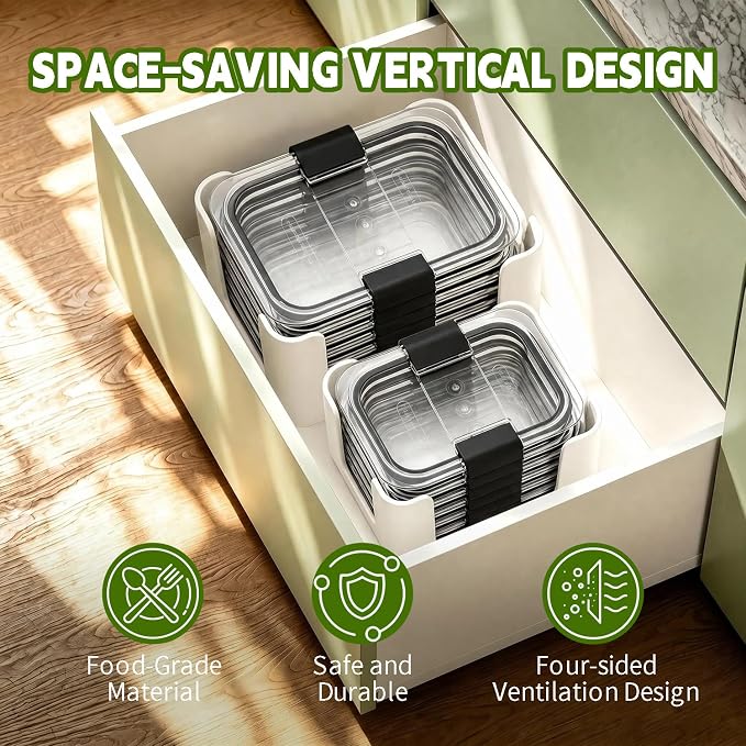 Food Storage Container Lids Organizer for Rubbermaid Brilliance Nap-On Lids,Lid Organizer for Kitchen Cabinet Storage - Fits 3.2, 4.7 & 9.6 Cups - Holds 16 Lids (White,2-Piece Bundle)