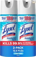 Lysol Disinfectant Spray, Household Cleaning Supplies, Disinfecting Multi-Purpose Room Spray, Antibacterial Sanitizer, Deodorizer, Kills Hantavirus, Crisp Linen, 12.5 Fl Oz (Pack of 2)
