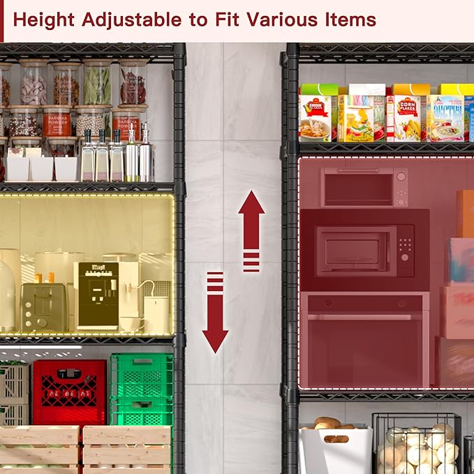 PrimeZone 6 Tier Wire Shelving with Wheels 78''H 1500lbs Storage Shelves NSF Certified Heavy Duty Steel Metal Shelf Adjustable Rolling Rack Kitchen Garage Closet Pantry Laundry 78''HX36''WX18''D 2Pcs