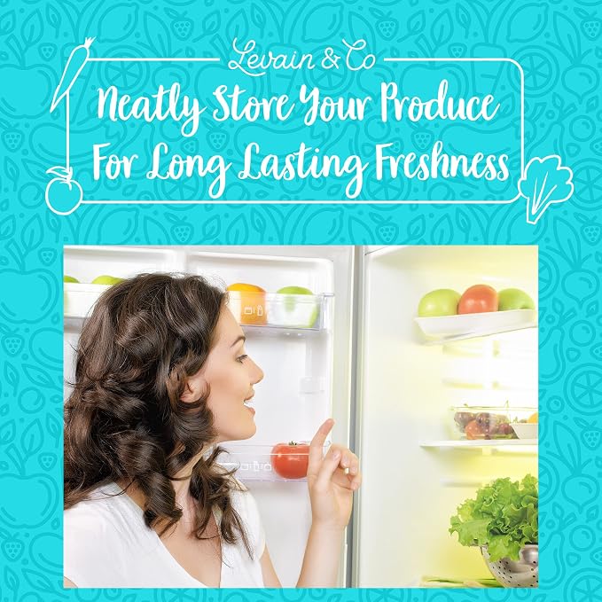 Levain & Co Produce Storage Guide Magnet - Fruit & Vegetable Storage Magnetic Chart - The Ultimate Produce Organizer Cheat Sheet - Keep Foods Fresher Longer