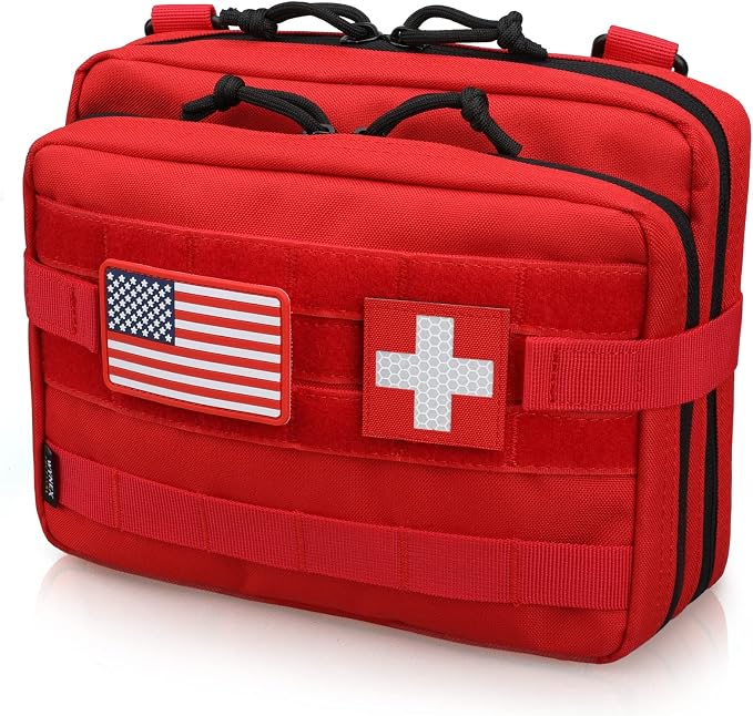 WYNEX Tactical Large Admin Molle Pouch of Double Layer Design EDC Organizer | Molle EDC EMT Utility Pouches with Map Sleeve Modular Tool Bag Large Capacity Flag Patch Included