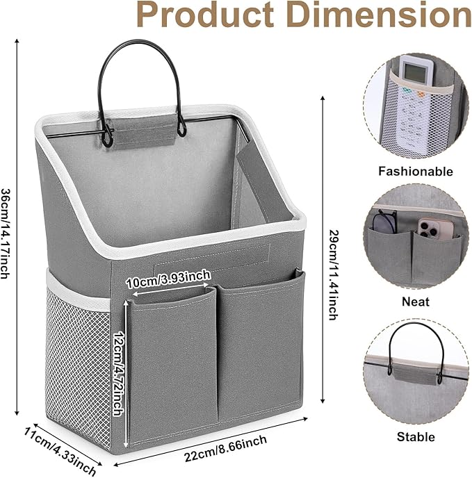 Wall Hanging Storage Bag, Hanging Storage Basket for Organizing, Wall Organizer with Pockets for Bathroom, Bedroom, Dormitory, RV