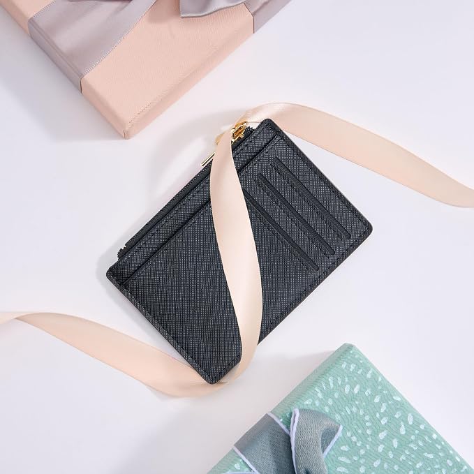 Tipmile Mens RFID Wallet, Small Slim Business Credit Card Holder, Mens Gift | Mini Tiny Cute ID Case, Minimalist Zipper Pocket Wallet, Thin Coin Purse, Mothers Gift