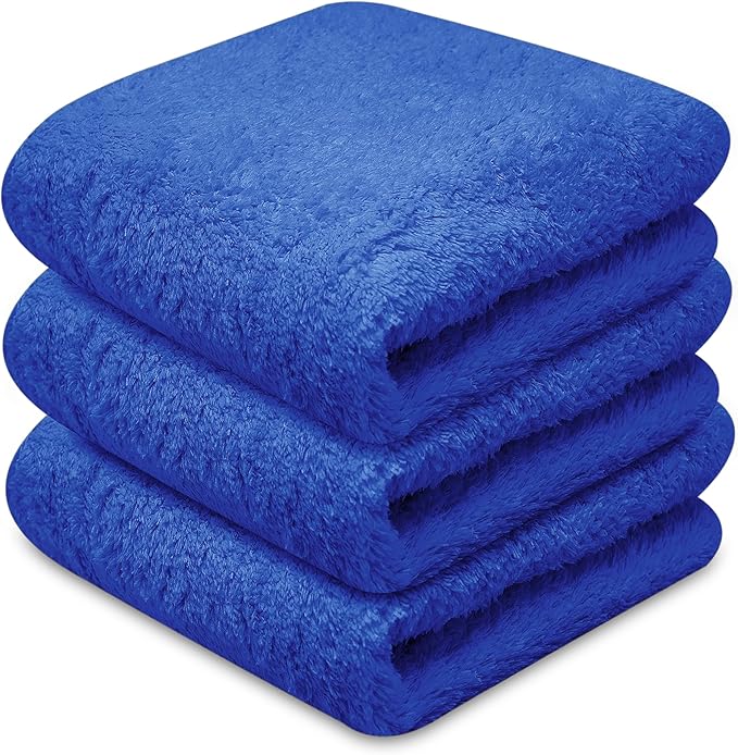 Towelogy® Super Absorbent Microfibre Cloth | Absorbs Over 10 Times its Weight in Water | Sponge-Like Absorbency | Multipurpose Scratch-Free Cleaning Cloth for Household Use (Blue)