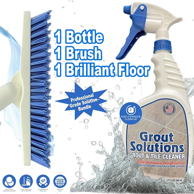 Professional Grout Brush Heavy-Duty Swivel Head with Stiff V-Shaped Bristles for Deep Cleaning Tile, Corners, Showers, Kitchens & Floors Without Scratching Fits Standard Thread Poles