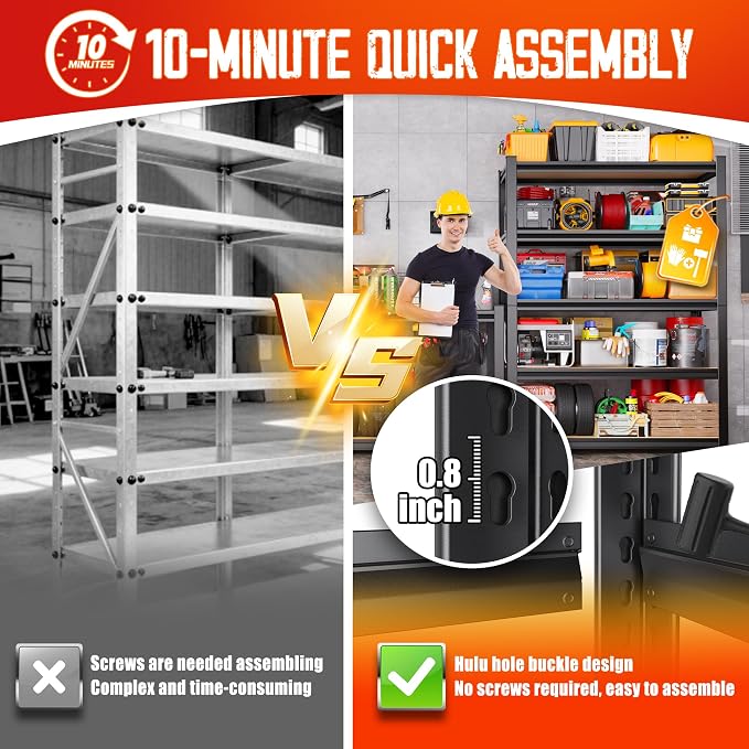 Set of 7 Garage Shelving-2050 lbs 5 Tier Storage Shelves,Adjustable Heavy Duty Metal Shelving Unit and Storage Large Rack,Utility Steel Shelf For Warehouse Industrial Pantry Basement 78"x46"x20"