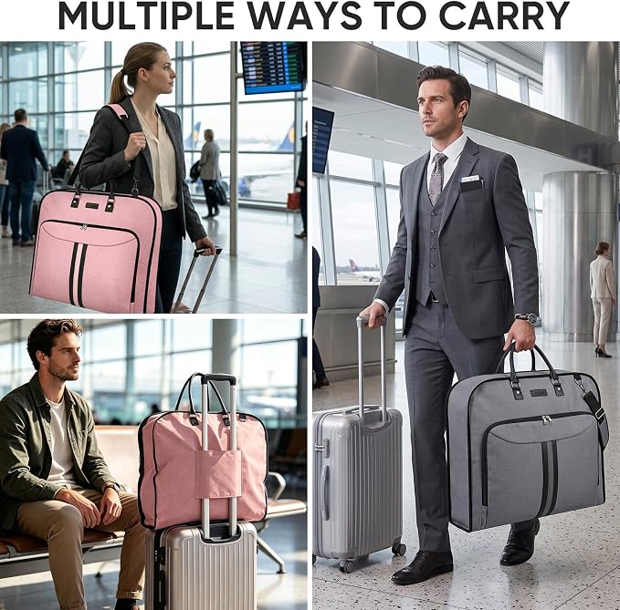 BALEINE Travel Garment Bag, Travel Suit Bag for Men, Water Resistant Carry on Garment Bag for Hanging Clothes, Garment Duffel Bag for Travel Business (Grey, 48")