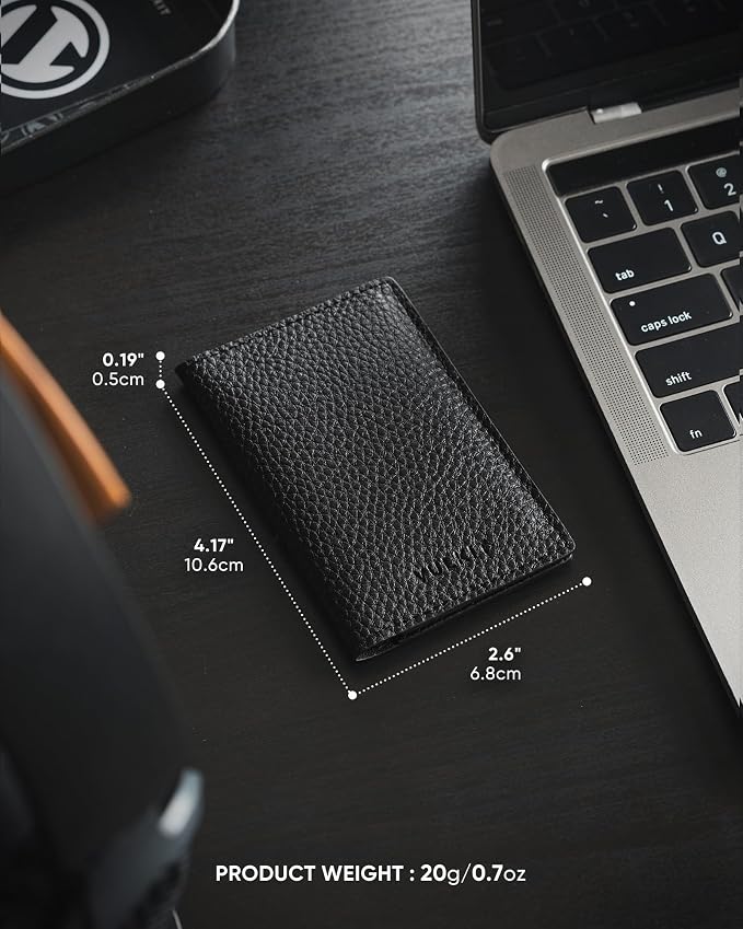 VULKIT Leather Business Card Holder 2 Sided Slim Business Name Card Organizer for Men or Women (Litchi Black)